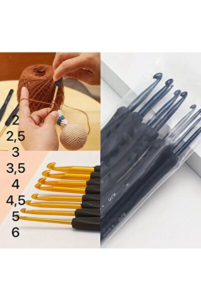 OZN AKSESUAR Siyah silikon saplı tığ seti 8 adet