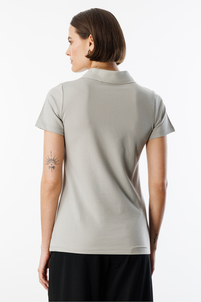 GENIUS STORE Women's Basic Polo Neck T-Shirt Women-Poloyaka