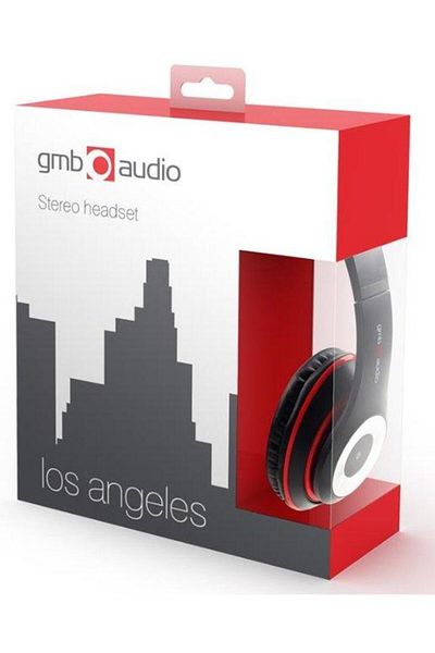 Gembird Gembird Los Angeles MHS-LAX-B Stereo Headphones, Microphone (Black/Red)