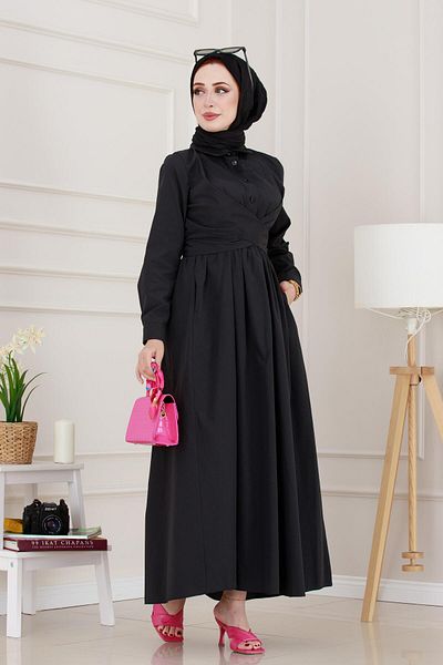 Sevitli Rochie Mina cu talie-Negru