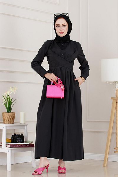 Sevitli Rochie Mina cu talie-Negru