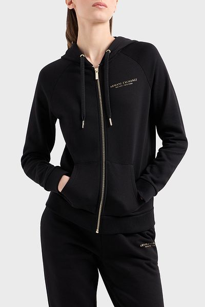 Armani Exchange Памучен суитшърт с качулка, стандартна кройка, 8NYM28 YJE5Z 52AK с лого