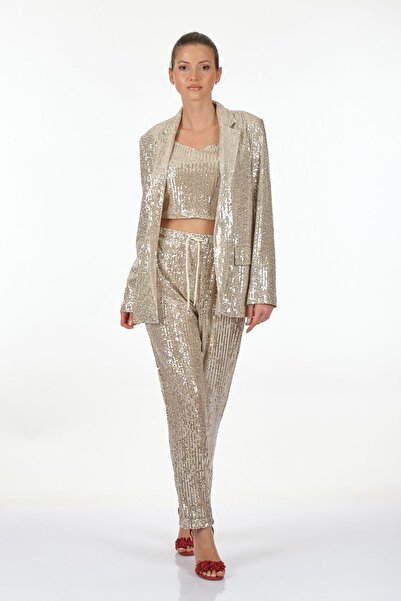 Ysatis Γυναικείο μπουφάν με παγιέτες χρυσό 23231000122