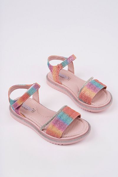 McDark Girl's Orthopedic Velvet Rainbow Bow Sandals