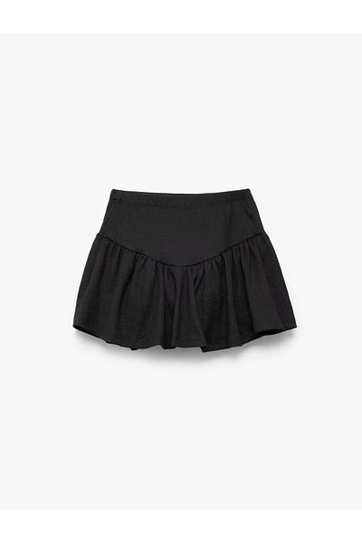 Koton New Season Elastic Waist Textured Flounce Short Skirt