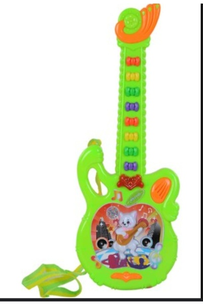 abnturk Sevimli Işıklı Ve Renkli Pilli Oyuncak Gitar