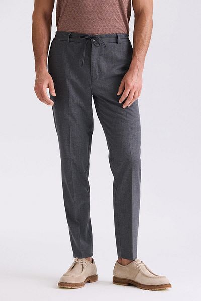 Jakamen Παντελόνι από μάλλινο ύφασμα Dark Navy Blue Comfort Fit με ελαστική μέση