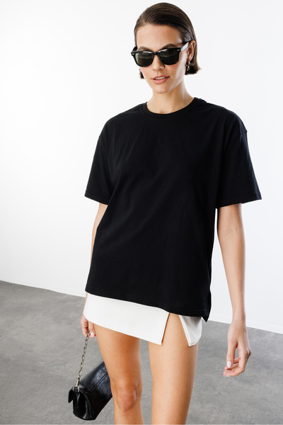 GENIUS STORE 100% органічна бавовняна футболка з розслабленим кроєм та розрізом (стиль «напівдідусь»)