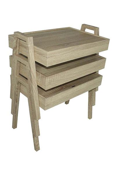 NOON Livin 3-Piece Coffee and Tea Serving Table Set Beige 50x35x41 cm