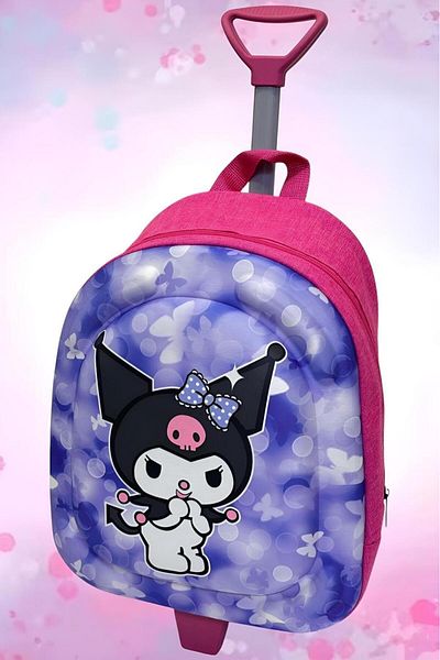 Uniquetrenders Geantă de școală Sanrio Kromi 3D Home Aksaxes Steel and Wheels pentru 2-6 ani