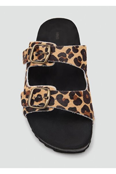 Mango Teen Animal Print Leather Sandals