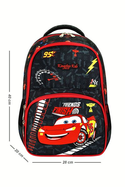Kingston Hill Geantă pentru școală primară Car-Cars - Set de 3 (geantă + nutriție termică + suport pentru stilou)