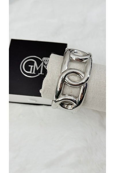 GM TAKI Bohemian Style Silver Color Thick Chain Formed Modern Handcuff Bracelet
