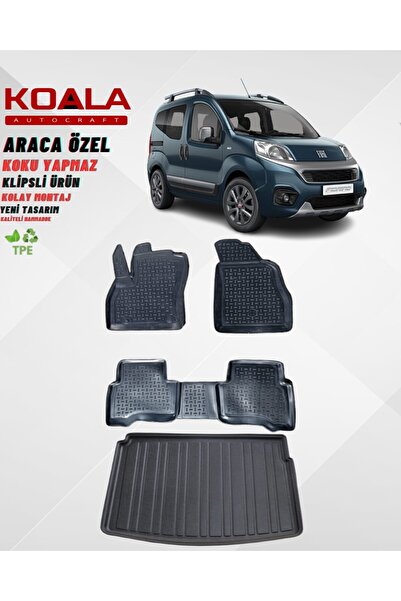 KoalaOtoTekstil Fiat Fiorino-Bipper-Nemo 2008 Sonrası 3d Havuzlu Paspas 3d Ba...