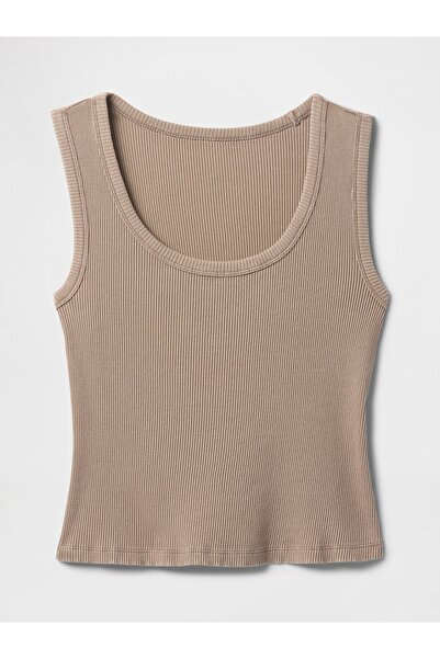 GAP Kadın Açık Kahverengi Fitilli Halter Yaka Atlet