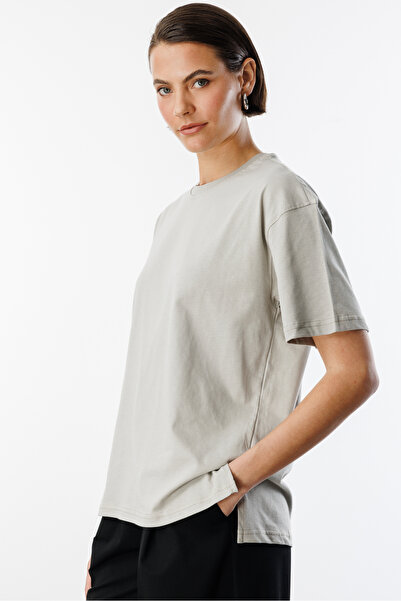 GENIUS STORE 100% органічна бавовна Жіноча футболка з розрізом та круглим вирізом Relaxed Fit