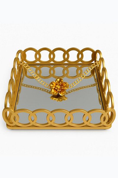 moda armanc Lux Gold Mirrored Ring Presentation Napkin Holder