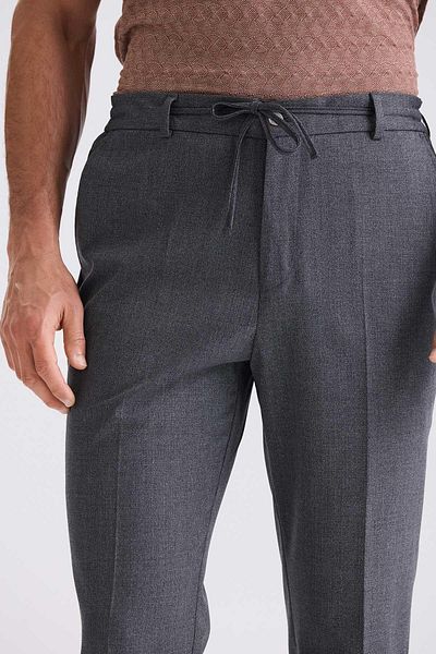 Jakamen Παντελόνι από μάλλινο ύφασμα Dark Navy Blue Comfort Fit με ελαστική μέση