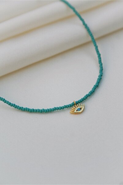 SLONS Turkuaz -Göz İnce Boncuk Kolye