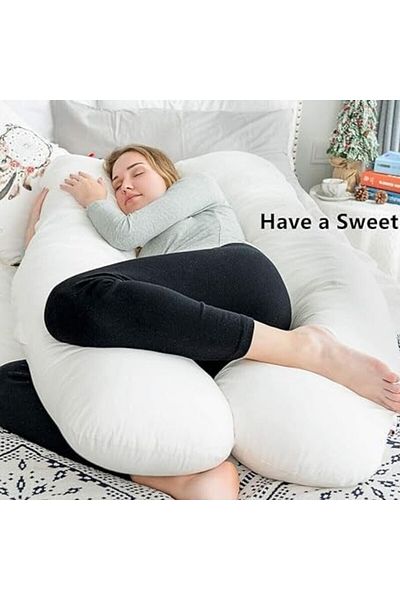 molody G-Shaped Pregnancy Pillow with Removable Velvet Zippered Cover for Pregnant Women