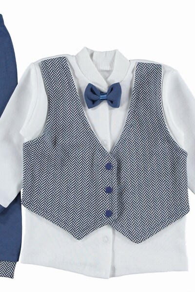 minuma Baby Boy Vest Herringbone Double Suit 3-9 Months