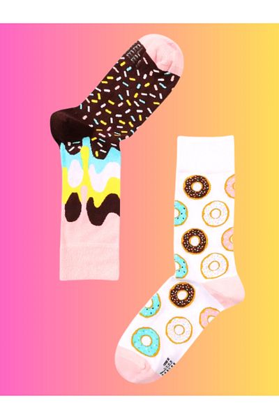 Shuttle Park Εισαγόμενες ειδικές σειρές Happy Donuts Πολύχρωμες κάλτσες με μοτίβο διασκεδαστικό σχέδιο Κάλτσες χωρίς ραφή