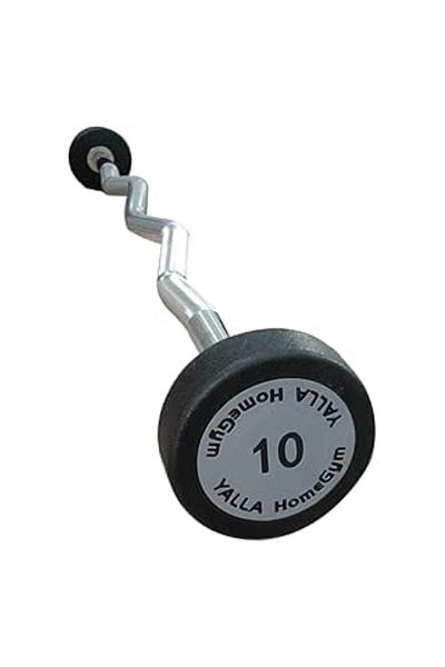 YALLA HomeGym 10KG Curl EZ Fixed Weighted Commercial Olympic Barbell, Chrome-Plated Steel Structure