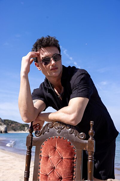 Pobudo Keten Kumaş Siyah Renk Cep Detaylı Gömlek Şort Erkek Takım