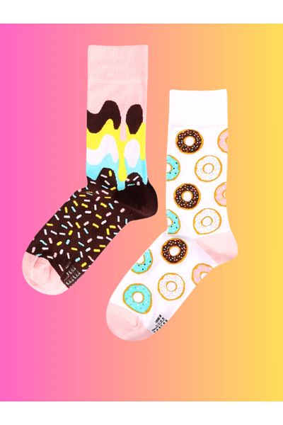 Shuttle Park Εισαγόμενες ειδικές σειρές Happy Donuts Πολύχρωμες κάλτσες με μοτίβο διασκεδαστικό σχέδιο Κάλτσες χωρίς ραφή