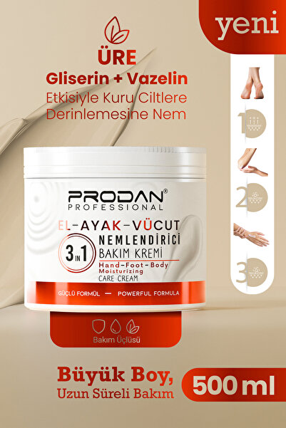 Prodan El, Ayak & Vücut Nemlendirme Kremi 3'Ü 1 Arada Üre Destekli, Yoğun Yen...