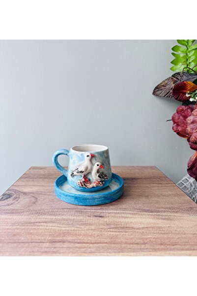 Bayerseramik Seramik El Yapımı Kuş Kabartma Fincan