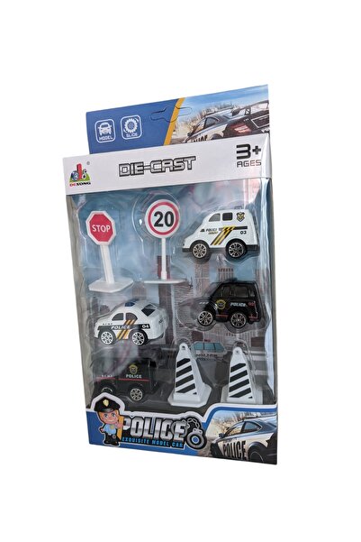 Fidan oyuncak 4 lü Demir Polis Arabası Seti Kutulu Oyuncak Araba