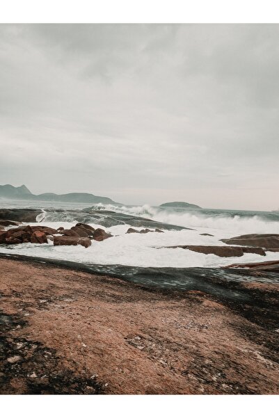 Harikabirev HARİKABİREV|SOFT|KAHVE TONLAR GÖL-DAĞ MANZARA KOMBİNİ (brown) |ÇERÇEVELİ CAM TABLO 3LÜ DİKEY