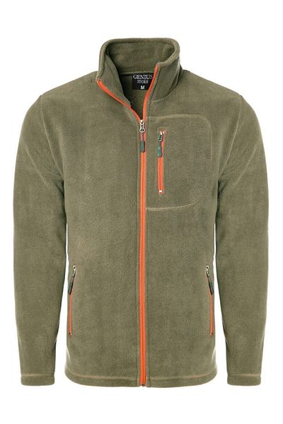 GENIUS STORE Ανδρικό μπουφάν Fleece εξωτερικού χώρου - Πλήρες φερμουάρ, 3 τσέπες, Tactical Flecee - Polar-gns