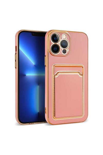 VARDAR AKSESUAR iPhone 13 Pro Compatible Vrdr Bark Card Holder Case-Rose Gold