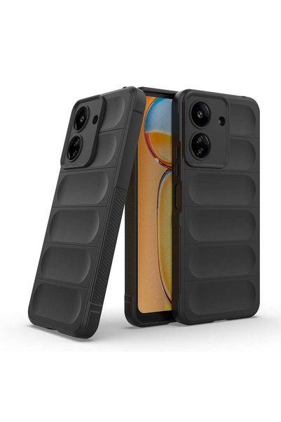 VARDAR AKSESUAR Redmi 13C Case Flexible Tpu Hollowed Back Surface Design Vrdr Ethnic Silicone Cover - Navy Blue