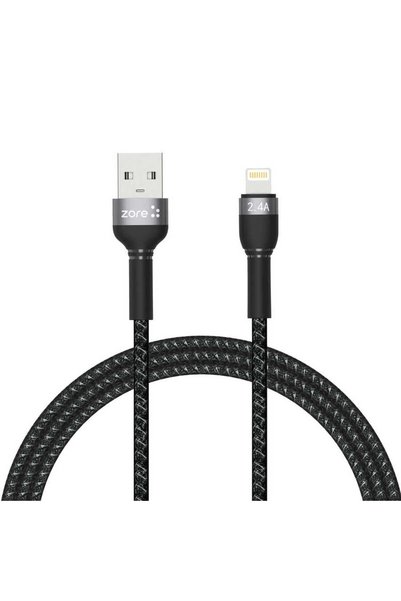 VARDAR AKSESUAR كابل USB لايتنينج من سلسلة شيرا باللون الأسود بطول 1 متر-VRDR