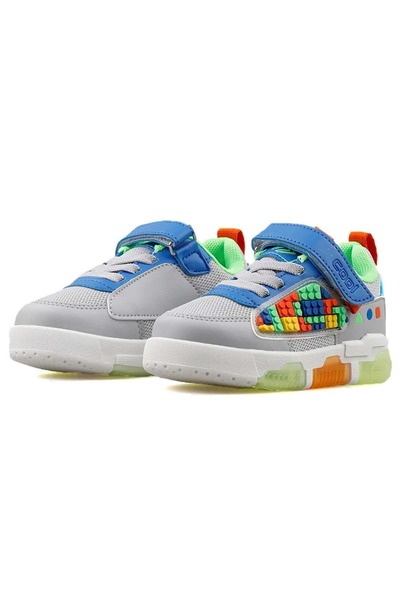 Kids Club Shoes Cool Legos Işıklı Ortopedik Taban Unisex Çocuk Spor Ayakkabı GRİ