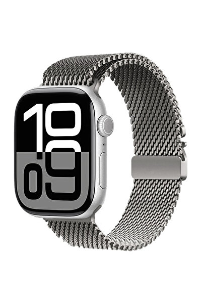 VARDAR AKSESUAR Apple Watch 10 46 ملم VRDR KRD-121 سلك شبكي معدني - رمادي