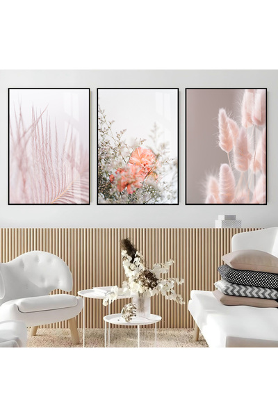 Harika bir ev Hari̇kabi̇rev | Soft Pink |   Flower Combination | Framed Glass...