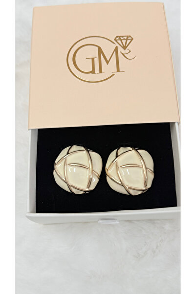 GM TAKI أقراط السكر ذات التصميم الحديث مع خط ذهبي كريمي