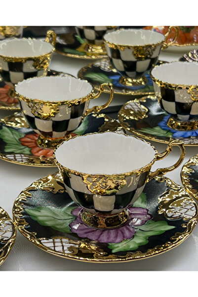 veraev مجموعة أكواب رسم يدوية مكونة من 6 قطع