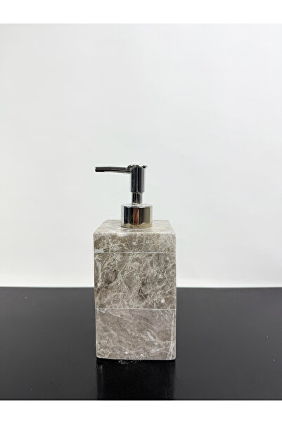 Modestmar Doğal Gri Mermer Sıvı Sabunluk, Gri Mermer Kare Sıvı Sabunluk Gümüş