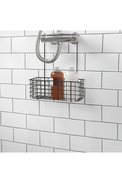 IKEA BLECKSJÖN Hanging Basket Black 31x12x40 cm | Powder-Coated Steel Shower Organizer