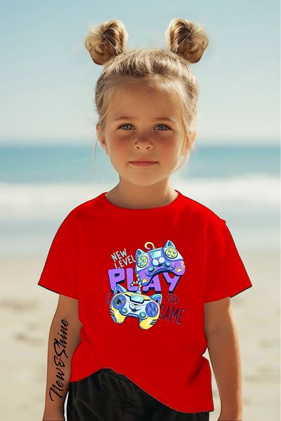 New Shine In Cart 6 and Above Purchases Get 1 T-Shirt as a Gift - Game Play Printed Oversize Children's T-Shirt