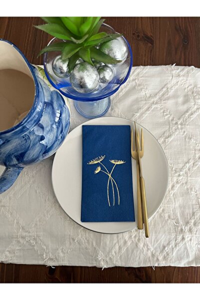 kidspartim منديل زهرة الجزرة باللون الأزرق الداكن 16 قطعة