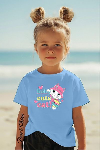 New Shine 1 tricou este un cadou pentru achiziții de 6 și mai sus în coș - Tricou pentru copii oversize cu imprimeu Baby Cute Cat