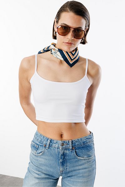 GENIUS STORE Crop Top cu curele din frânghie pentru scuba pentru femei CROP-ATLET