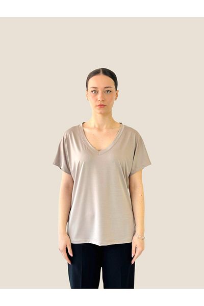 Retrobird V-Neck T-Shirt - Flowy - Top - Women - Pouch - Paper - Colorful