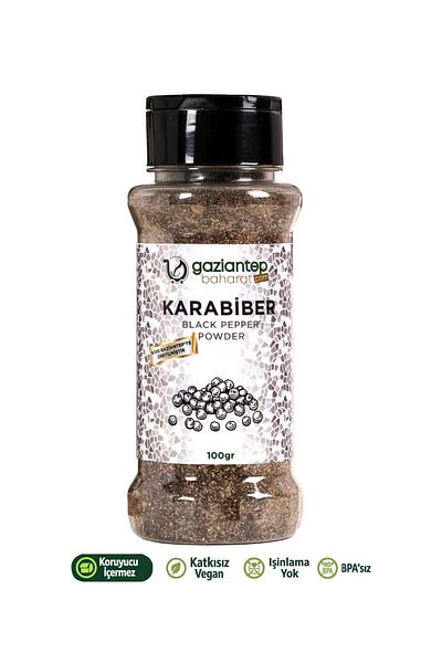 Gaziantep Baharat Black Pepper 100Gr - Naturally Ground - No Additives & Intense Flavor